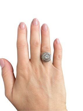 Brighton Sayan Cable Sterling Silver White Topaz Ring Size 6